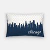 Chicago Illinois polka dot skyline - Pillow | Lumbar / Navy - Polka Dot Skyline