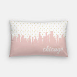 Chicago Illinois polka dot skyline - Pillow | Lumbar / Pink - Polka Dot Skyline