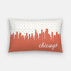 Chicago Illinois polka dot skyline - Pillow | Lumbar / Salmon - Polka Dot Skyline