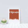 Chicago Illinois retro inspired city skyline - 5x7 Unframed Print / Sienna - Retro Skyline