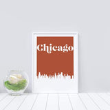 Chicago Illinois retro inspired city skyline - 5x7 Unframed Print / Sienna - Retro Skyline