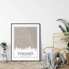 Chicago Illinois skyline and map - 5x7 Unframed Print / Tan - City Map and Skyline