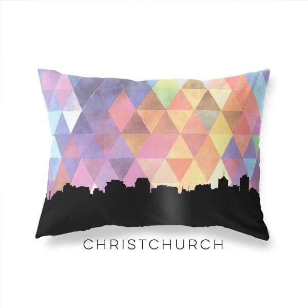 Christchurch New Zealand geometric skyline - Pillow | Lumbar / RebeccaPurple - Geometric Skyline