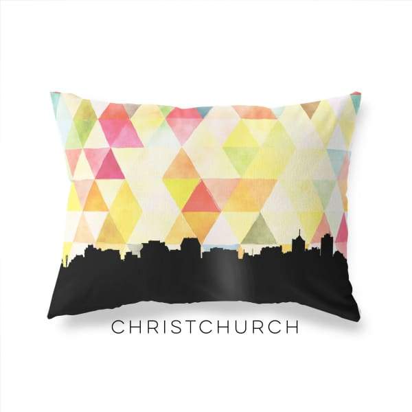 Christchurch New Zealand geometric skyline - Pillow | Lumbar / Yellow - Geometric Skyline