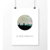 Cincinnati Ohio city skyline with vintage Cincinnati map - 5x7 Unframed Print - City Map Skyline