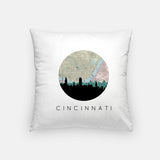 Cincinnati Ohio city skyline with vintage Cincinnati map - Pillow | Square - City Map Skyline