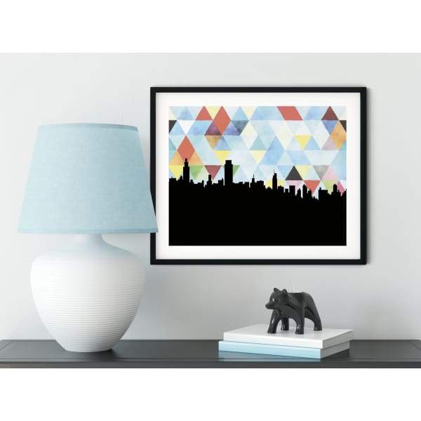 Cincinnati Ohio geometric skyline - 5x7 Unframed Print / LightSkyBlue - Geometric Skyline