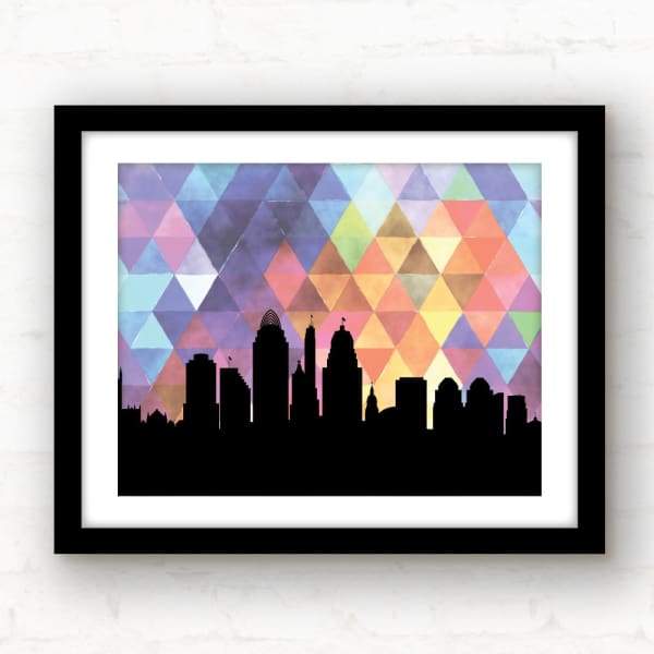 Cincinnati Ohio geometric skyline - 5x7 Unframed Print / RebeccaPurple - Geometric Skyline