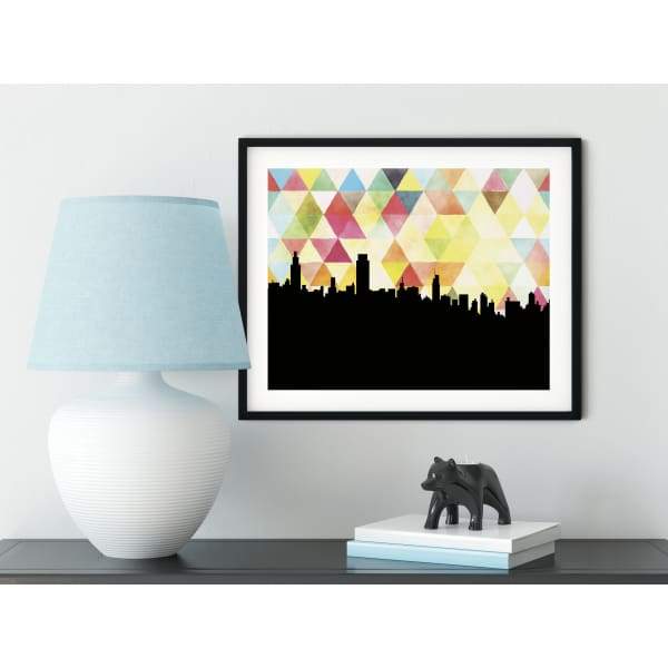 Cincinnati Ohio geometric skyline - 5x7 Unframed Print / Yellow - Geometric Skyline