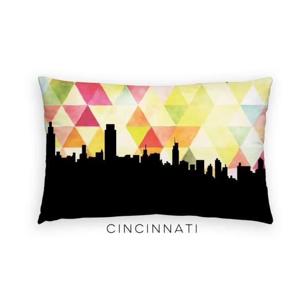 Cincinnati Ohio geometric skyline - Pillow | Lumbar / Yellow - Geometric Skyline