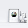 Clearfield Utah city skyline with vintage Clearfield map - 5x7 Unframed Print - City Map Skyline