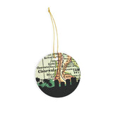 Clearwater Florida city skyline with vintage Clearwater map - Ornament - City Map Skyline