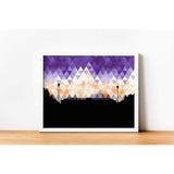 Clemson South Carolina geometric skyline - 5x7 Unframed Print / Purple and Orange - Geometric Skyline