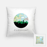 Clermont Florida city skyline with vintage Clermont map - Pillow | Square - City Map Skyline