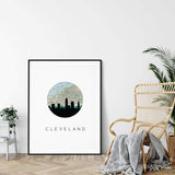 Cleveland Ohio city skyline with vintage Cleveland map - City Map Skyline