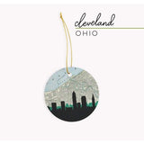 Cleveland Ohio city skyline with vintage Cleveland map - City Map Skyline