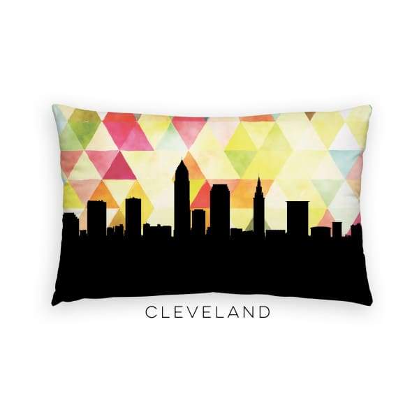 Cleveland Ohio geometric skyline - Pillow | Lumbar / Yellow - Geometric Skyline