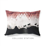 College Station Texas geometric skyline - Pillow | Lumbar / Red - Geometric Skyline