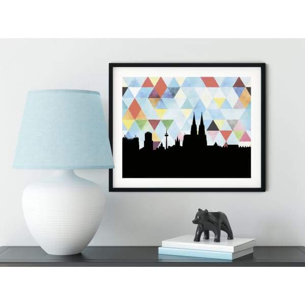 Cologne Germany geometric skyline - 5x7 Unframed Print / LightSkyBlue - Geometric Skyline