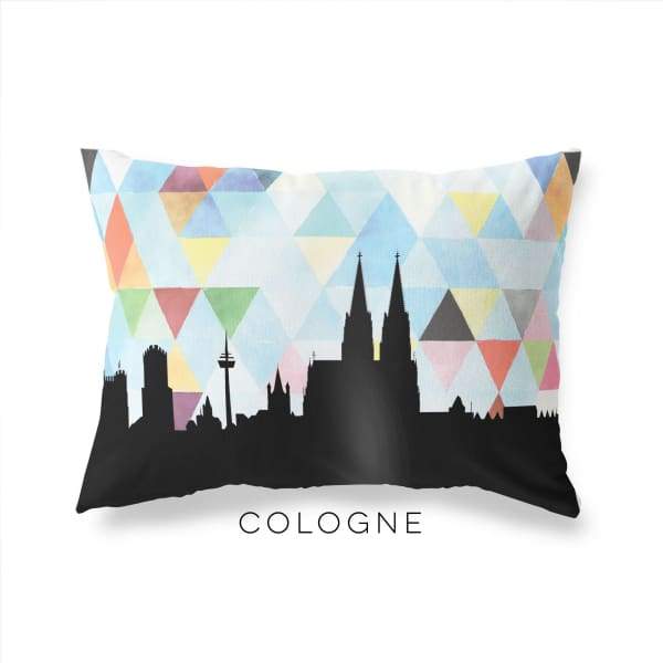 Cologne Germany geometric skyline - Pillow | Lumbar / LightSkyBlue - Geometric Skyline