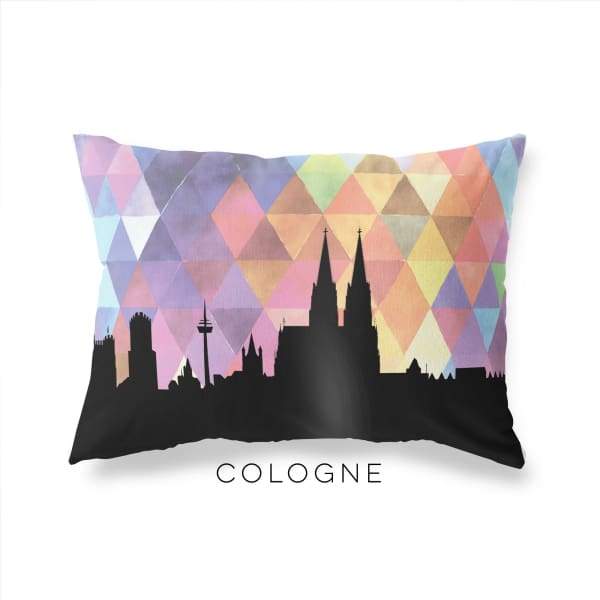 Cologne Germany geometric skyline - Pillow | Lumbar / RebeccaPurple - Geometric Skyline