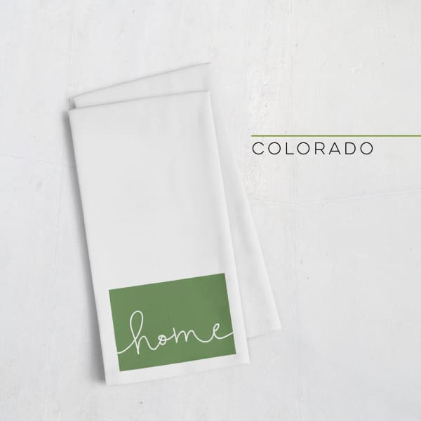 Colorado ’home’ state silhouette - Tea Towel / DarkGreen - Home Silhouette