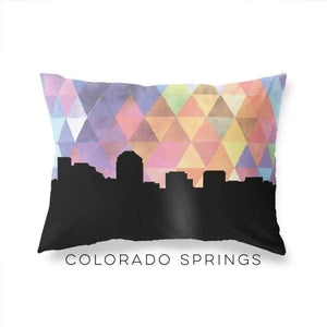 Colorado Springs Colorado geometric skyline - Pillow | Lumbar / RebeccaPurple - Geometric Skyline