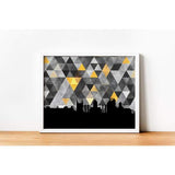 Columbia Missouri geometric skyline - 5x7 Unframed Print / Gold and Black - Geometric Skyline