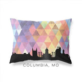 Columbia Missouri geometric skyline - Pillow | Lumbar / RebeccaPurple - Geometric Skyline