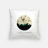 Columbia South Carolina city skyline with vintage Columbia South Carolina map - Pillow | Square - City Map Skyline