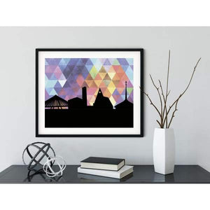 Columbus Indiana geometric skyline - 5x7 Unframed Print / RebeccaPurple - Geometric Skyline