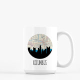 Columbus Ohio city skyline with vintage Columbus map - Mug | 15 oz - City Map Skyline