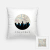 Columbus Ohio city skyline with vintage Columbus map - Pillow | Square - City Map Skyline
