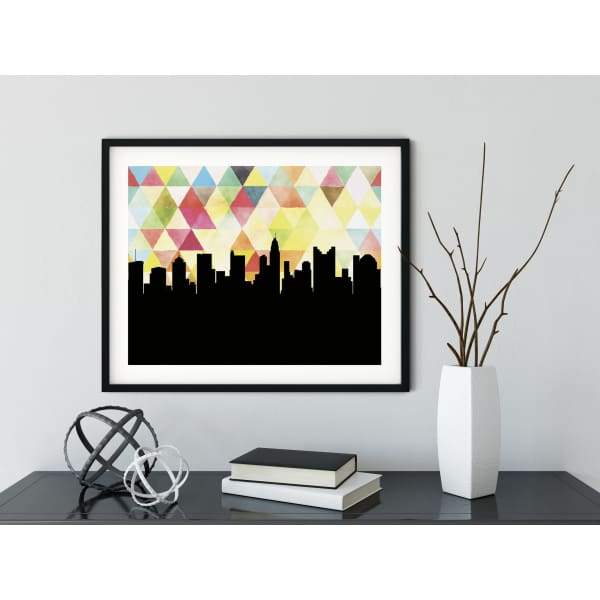 Columbus Ohio geometric skyline - 5x7 Unframed Print / Yellow - Geometric Skyline
