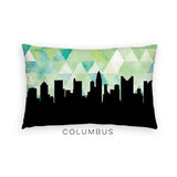 Columbus Ohio geometric skyline - Pillow | Lumbar / Green - Geometric Skyline