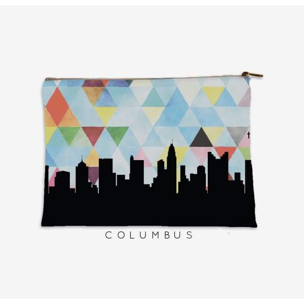 Columbus Ohio geometric skyline - Pouch | Small / LightSkyBlue - Geometric Skyline