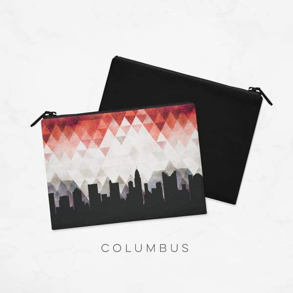 Columbus Ohio geometric skyline - Pouch | Small / Red - Geometric Skyline