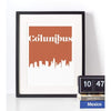 Columbus Ohio retro inspired city skyline - 5x7 Unframed Print / Sienna - Retro Skyline