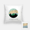 Concord New Hampshire city skyline with vintage Concord map - Pillow | Square - City Map Skyline