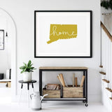 Connecticut ’home’ state silhouette - 5x7 Unframed Print / GoldenRod - Home Silhouette