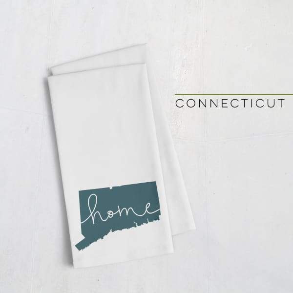 Connecticut ’home’ state silhouette - Tea Towel / DarkSlateGray - Home Silhouette
