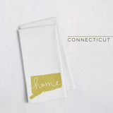 Connecticut ’home’ state silhouette - Tea Towel / GoldenRod - Home Silhouette