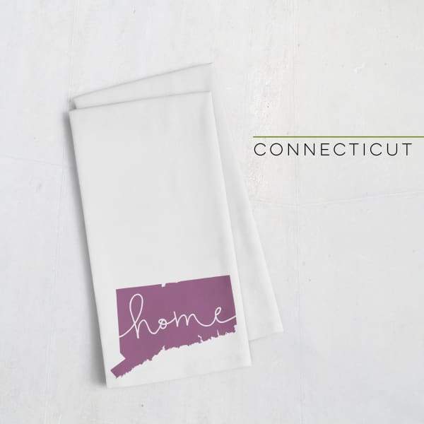 Connecticut ’home’ state silhouette - Tea Towel / Purple - Home Silhouette