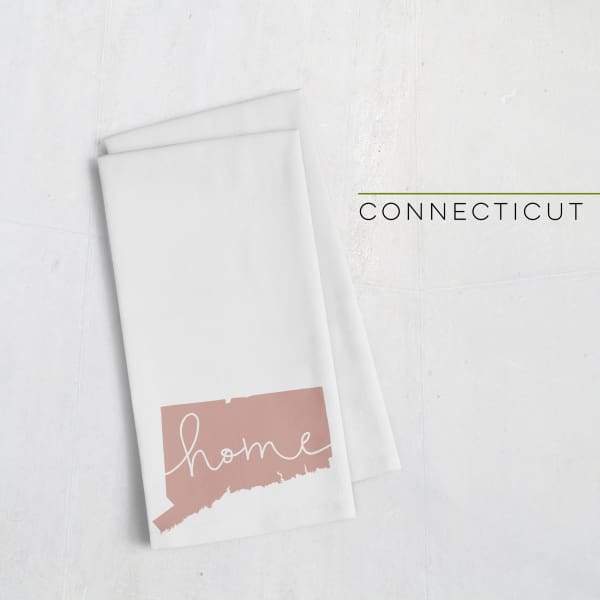 Connecticut ’home’ state silhouette - Tea Towel / RosyBrown - Home Silhouette