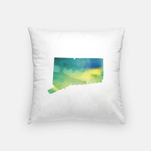 Connecticut state watercolor - Pillow | Square / Yellow + Teal - State Watercolor