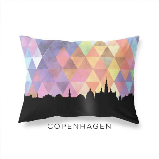Copenhagen Denmark geometric skyline - Pillow | Lumbar / RebeccaPurple - Geometric Skyline