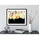 Cordoba Argentina geometric skyline - 5x7 Unframed Print / Yellow - Geometric Skyline