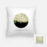 Corinth Vermont city skyline with vintage Corinth map - Pillow | Square - City Map Skyline