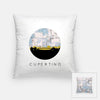 Cupertino California city skyline with vintage Cupertino map - Pillow | Square - City Map Skyline