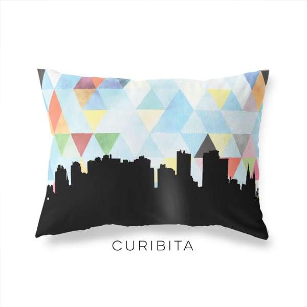 Curitiba Brazil geometric skyline - Pillow | Lumbar / LightSkyBlue - Geometric Skyline